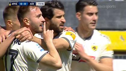 Άρης-ΑΕΚ: Πέναλτι στον Λόπες, 0-1 ο Τάνκοβιτς (video)
