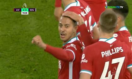 Το πρώτο γκολ του Τιάγκο με τη φανέλα της Λίβερπουλ για το 2-0!