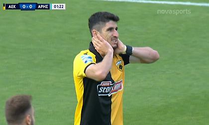 Κοντά στο 1-0 η ΑΕΚ στο 2' με τον Μάνταλο