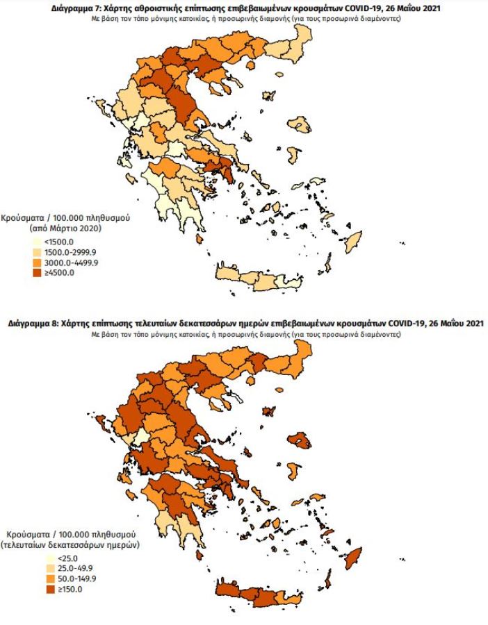 Χάρτης κορωνοϊού: 762 κρούσματα σε Αττική, 163 Θεσσαλονίκη