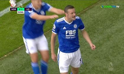 Πανέμορφο πλασέ του Βάρντι για το προβάδισμα της Λέστερ κόντρα στη Νόριτς