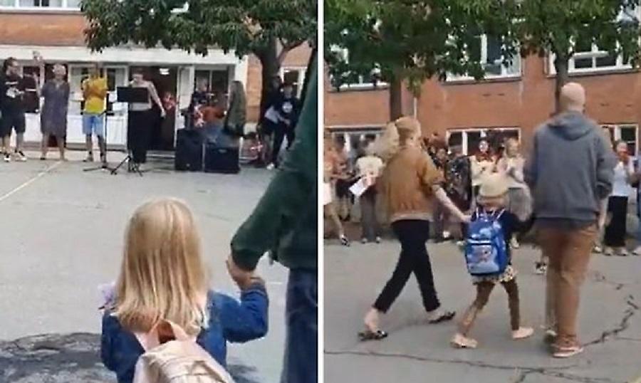 Απίθανο καλωσόρισμα σε σχολείο της Δανίας για τους νέους μικρούς μαθητές με φωνές και χειροκροτήματα