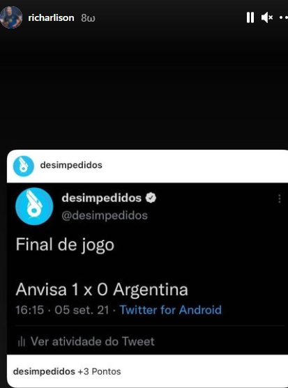 Ριτσάρλισον: «Υγειονομικοί-Αργεντινή 1-0»