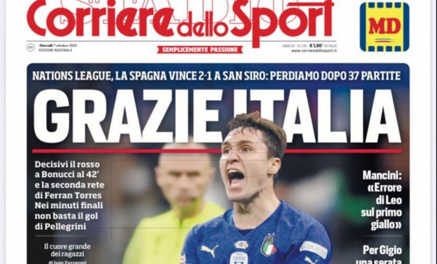 Corriere dello Sport: «Ευχαριστούμε, Ιταλία»