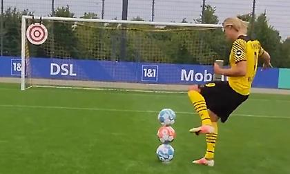 Απίστευτος Χάαλαντ: Σουτάρει… πύργο από μπάλες και τις στέλνει στο «γάμα»!