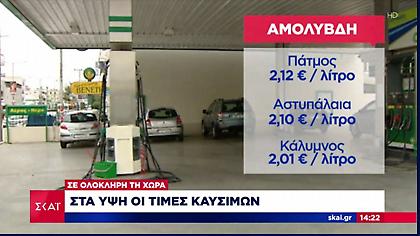 Στα ύψη οι τιμές των καυσίμων στη χώρα - Που κυμαίνονται στα νησιά