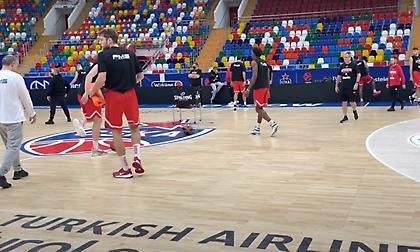 Η προπόνηση του Ολυμπιακού στη Μόσχα εν όψει ΤΣΣΚΑ