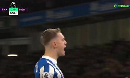 Με πέναλτι του Τροσάρντ η Μπράιτον άνοιξε το σκορ επί της Νιούκαστλ