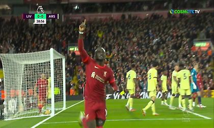 «Κοιμήθηκε» η άμυνα της Άρσεναλ, γκολ ο Μανέ για το 1-0 της Λίβερπουλ!