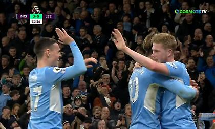 Υπέροχο πλασέ του Ντε Μπρόινε για το 3-0 της Σίτι!