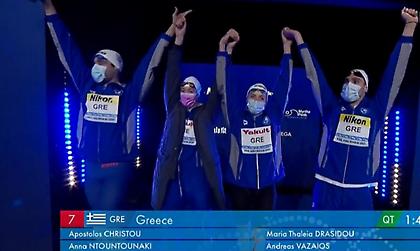 Nέο πανελλήνιο ρεκόρ και 7η στον κόσμο η μικτή Ανδρών-Γυναικών 4Χ50 μ. μικτή ομαδική