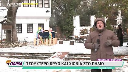 Στα... λευκά έχει ντυθεί το Πήλιο: Χιόνι και τσουχτερό κρύο