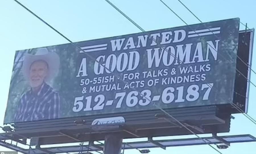 Ένας 66χρονος πλήρωσε για γιγάντια πινακίδα προκειμένου να βρει γυναίκα