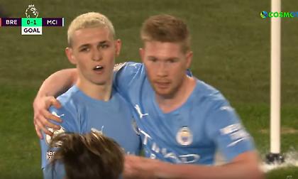 Μαγική μπαλιά του Ντε Μπρόινε για το γκολ του Φόντεν!