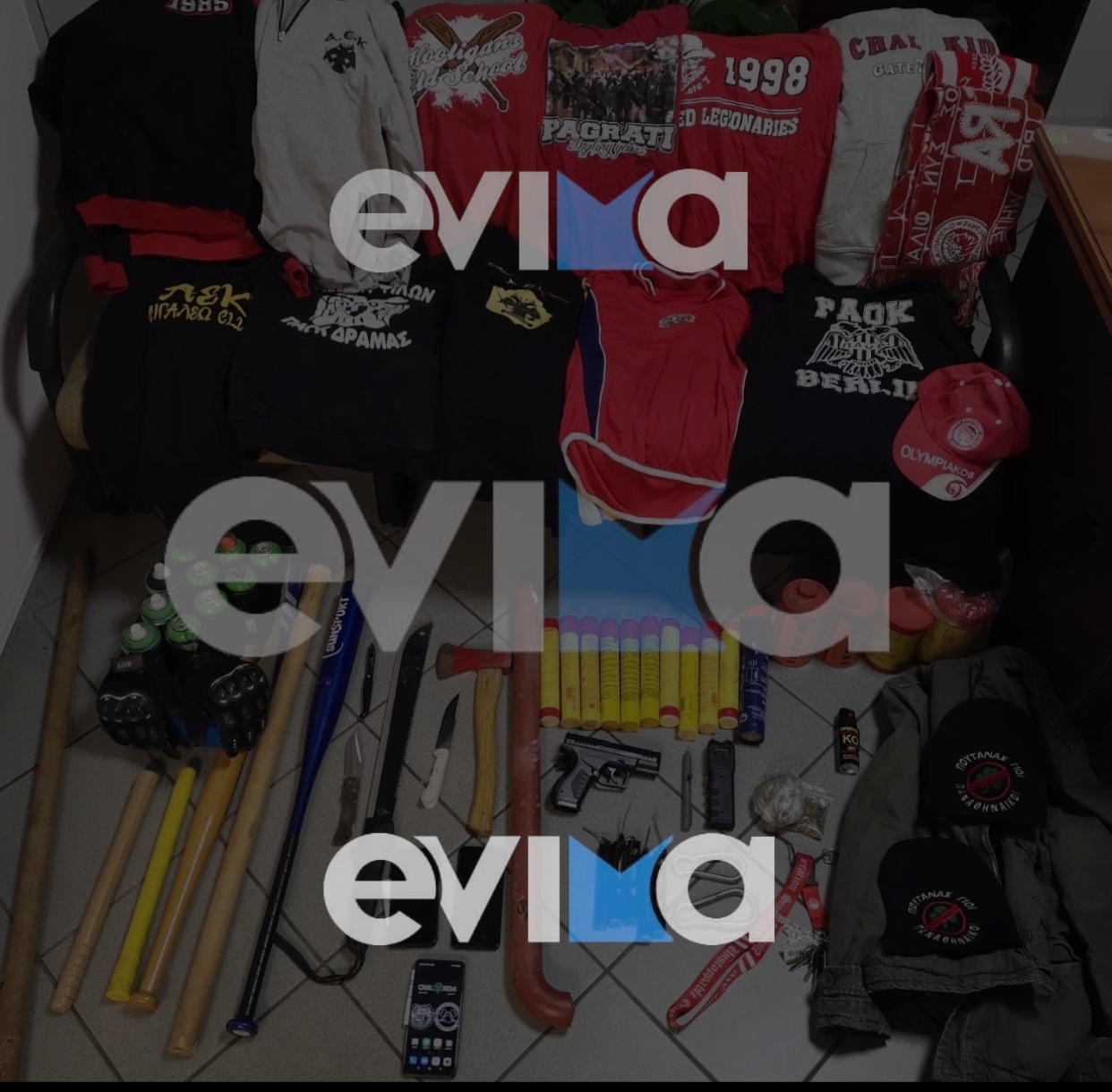 Οπλοστάσιο σε σπίτι συλληφθέντα για οπαδικά στη Χαλκίδα