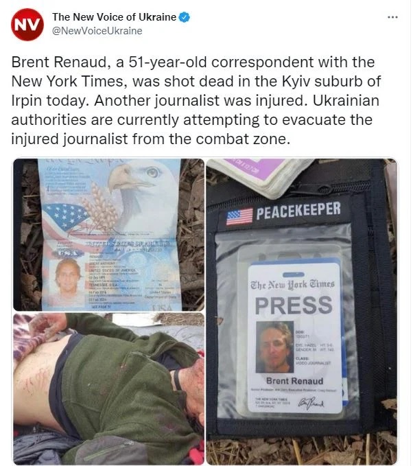Νεκρός δημοσιογράφος των New York Times κοντά στο Κίεβο
