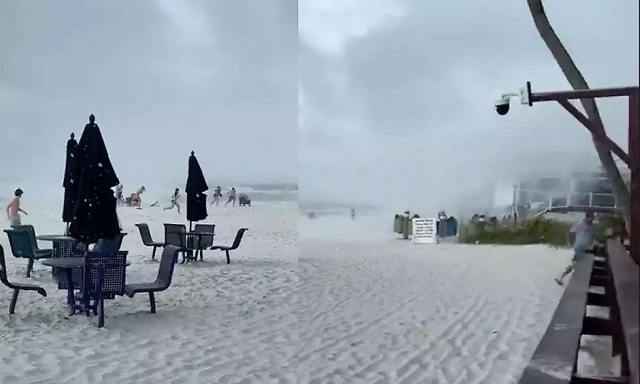 Ανεμοστρόβιλος τρομοκράτησε κόσμο σε παραλία - Έτρεχαν να τον αποφύγουν για να γλυτώσουν