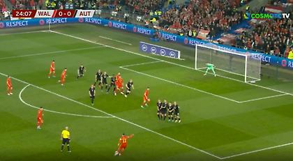 Φάουλ-ζωγραφιά του Μπέιλ για το 1-0 της Ουαλίας!