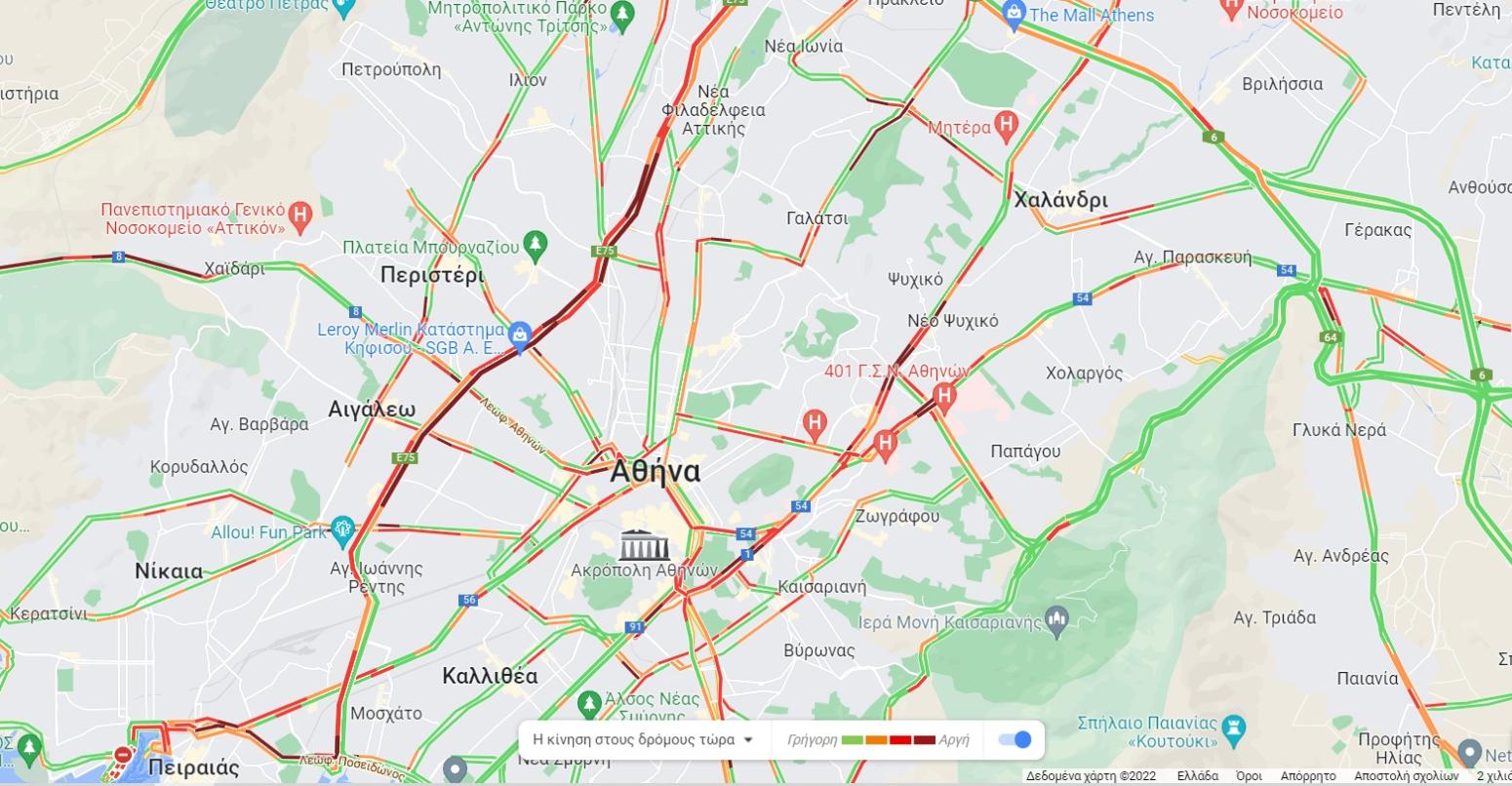 Κίνηση: Μποτιλιάρισμα σε Κηφισό, Λεωφόρο Αθηνών και Σχιστού