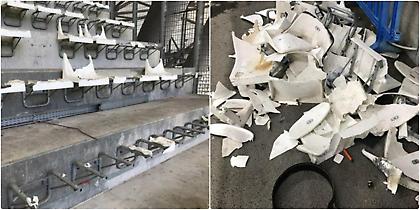 Φωτογραφίες από τις ζημιές στην κερκίδα του ΠΑΟΚ στο «Βελοντρόμ»