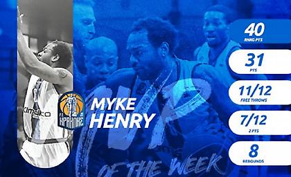 Stoiximan Basket League: MVP της 24ης αγωνιστικής ο Χένρι