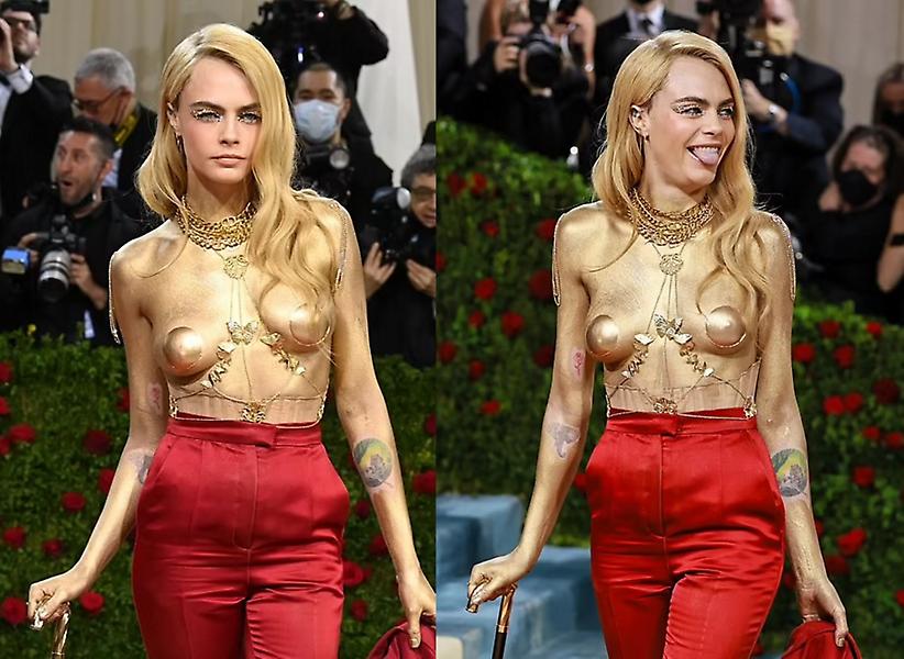 H τόπλες εμφάνιση της Κάρα Ντελεβίν στο Met Gala