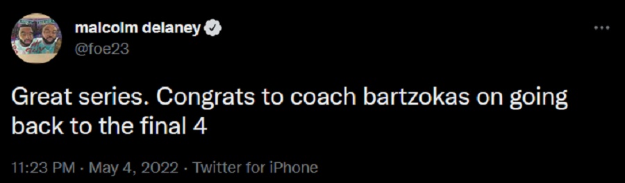 Ντιλέινι: «Συγχαρητήρια στον Μπαρτζώκα!»