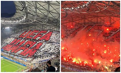 Τεράστιο κορεό με κράξιμο στην UEFA από τους οπαδούς της Μαρσέιγ!