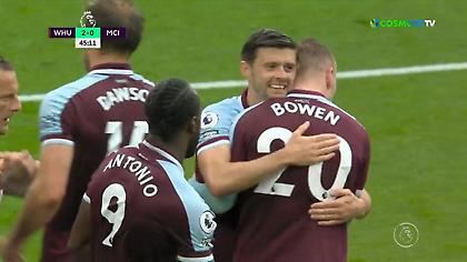 Σοκάρει τη Μάντσεστερ Σίτι η Γουέστ Χαμ, 2-0 στο α’ μέρος