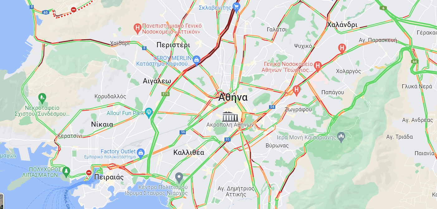 Κίνηση: Μποτιλιάρισμα και στα δύο ρεύματα του Κηφισού