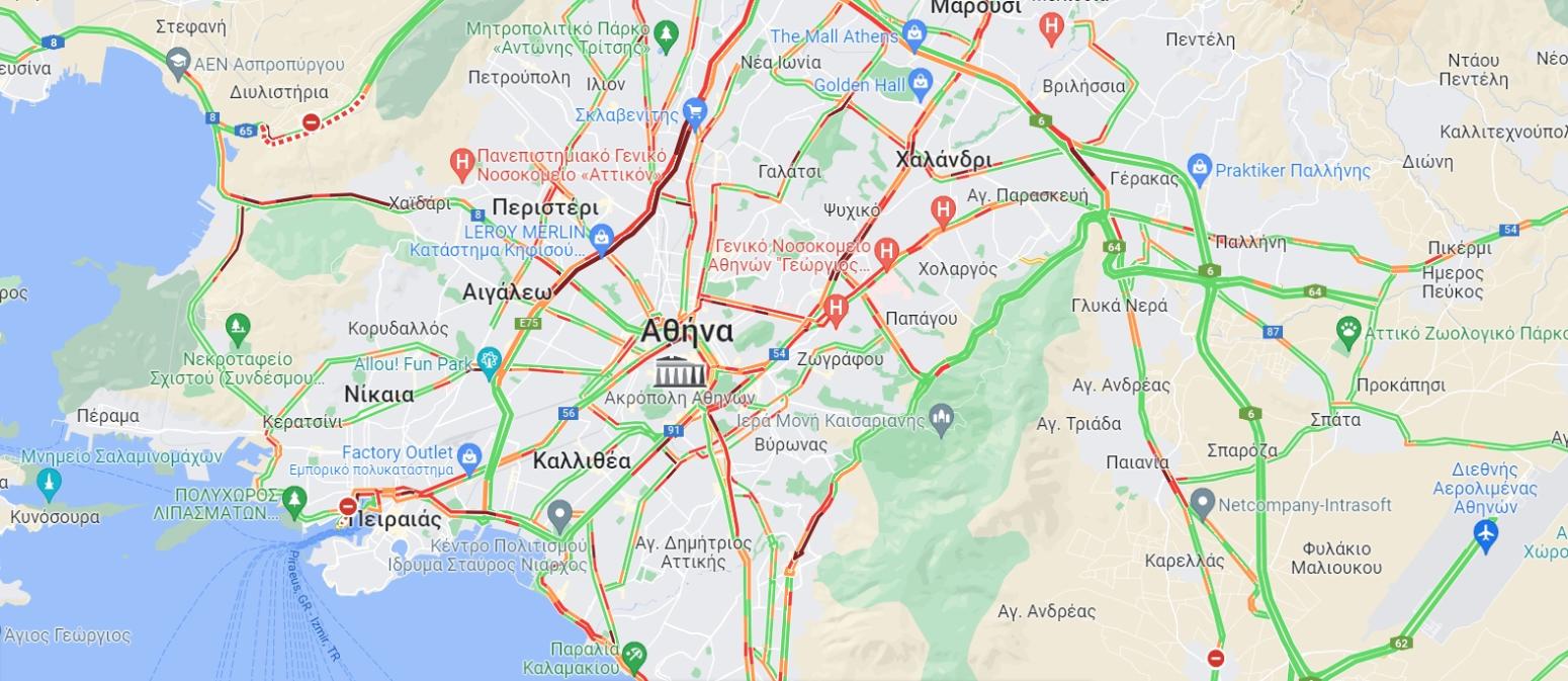 Κίνηση: Μποτιλιάρισμα στον Κηφισό και στη λεωφόρο Αθηνών