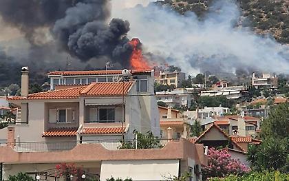Φωτιά στη Λούτσα κοντά σε σπίτια