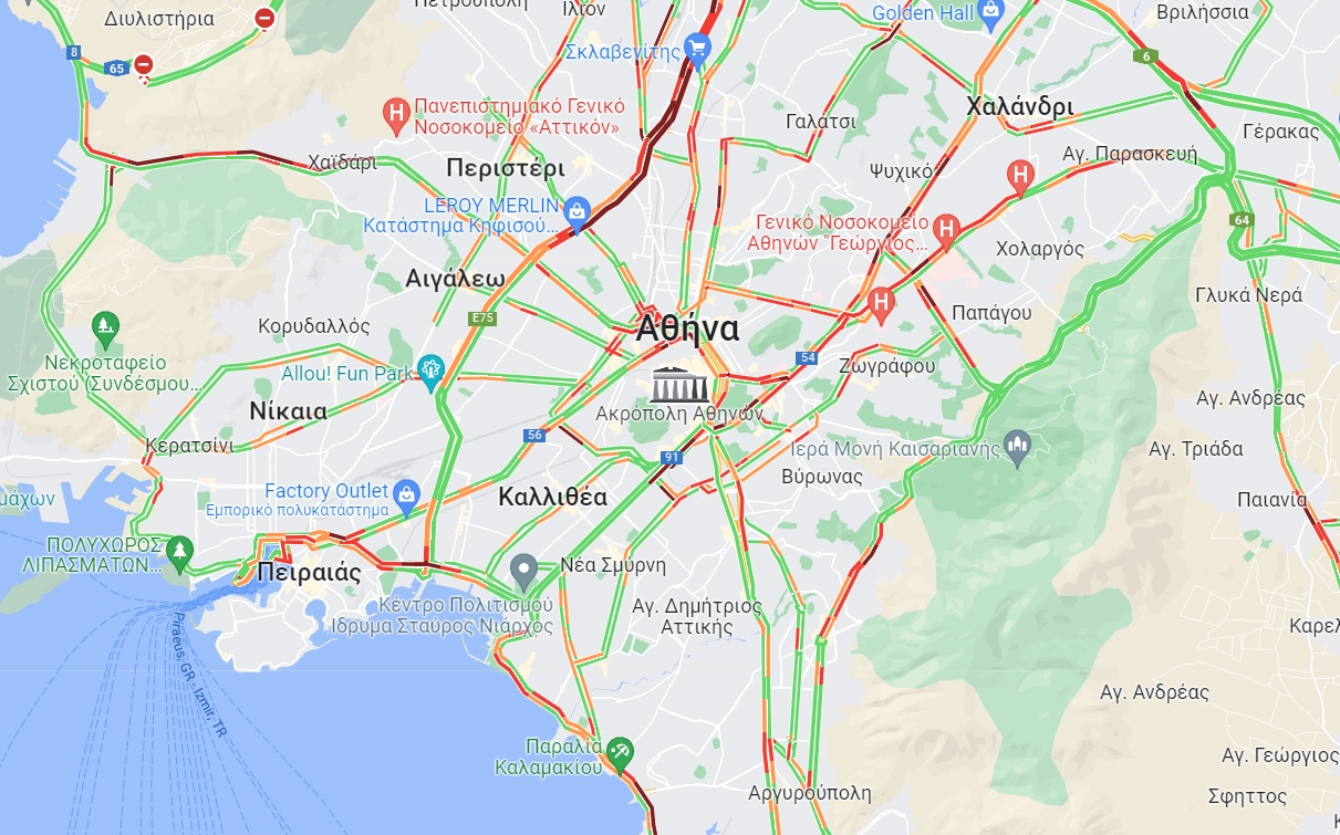Κίνηση τώρα: Ποιοι δρόμοι είναι μποτιλιαρισμένοι