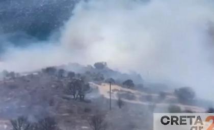 Πυρκαγιά τώρα σε χορτολιβαδική έκταση στο Ρέθυμνο