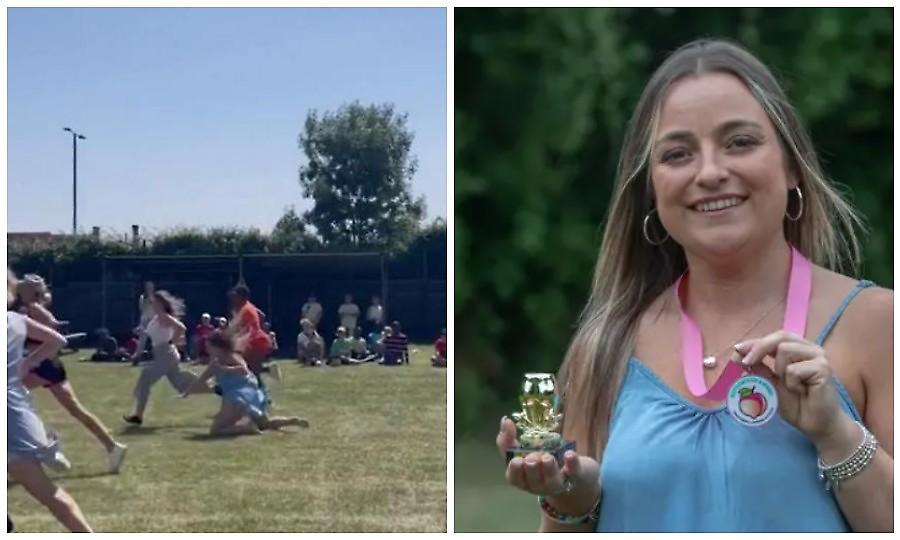 Βραβείο σε σχήμα οπισθίων για τη μητέρα που έπεσε και έκανε κατά λάθος... στριπτίζ σε αγώνα