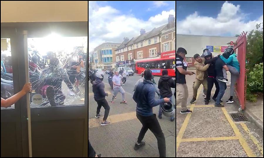 Σκηνές χάους έξω από fast food μεταξύ ντελιβεράδων με κρανιές και καρατιές