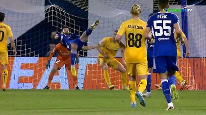 Απιθανη έμπνευση του Πέτκοβιτς με ψαλιδάκι για το 2-0 της Ντινάμο Ζάγκρεμπ