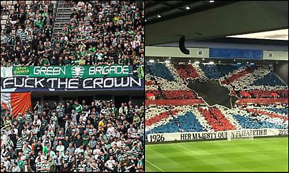 Υβριστικό πανό για βασίλισσα η Σέλτικ, κορεό υπέρ της η Ρέιντζερς!