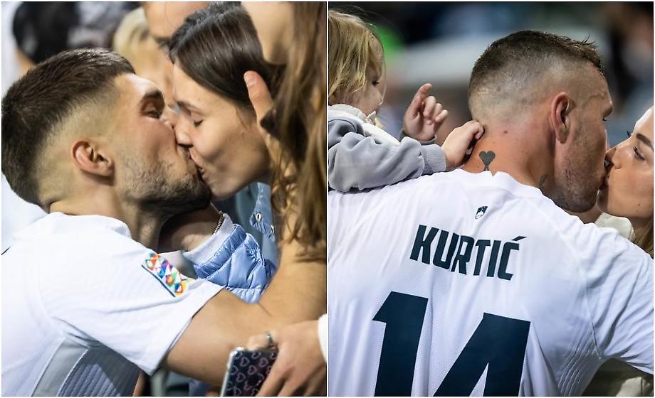 Τα φιλιά Τσέριν και Κούρτιτς στις συντρόφους τους μετά τη νίκη της Σλοβενίας