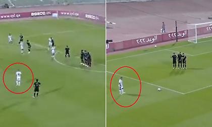 Καθόρλα: Εκτελεί φάουλ με τα δύο πόδια, το ένα στο δοκάρι και το άλλο στα δίχτυα!