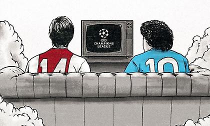 Απίθανο σκίτσο: Κρόιφ και Μαραντόνα «στήνονται» στην TV για το Άγιαξ-Νάπολι