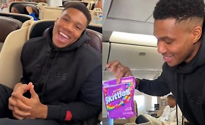 Γιάννης Αντετοκούνμπο: «Φόρτωσε» σνακ στην πτήση για Άμπου Ντάμπι