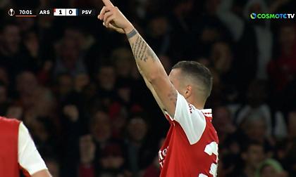 Το όμορφο γυριστό του Τσάκα για το προβάδισμα της Άρσεναλ κόντρα στην Αϊντχόφεν