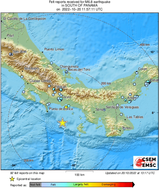 Παναμάς: Ισχυρός σεισμός 6,8 Ρίχτερ!