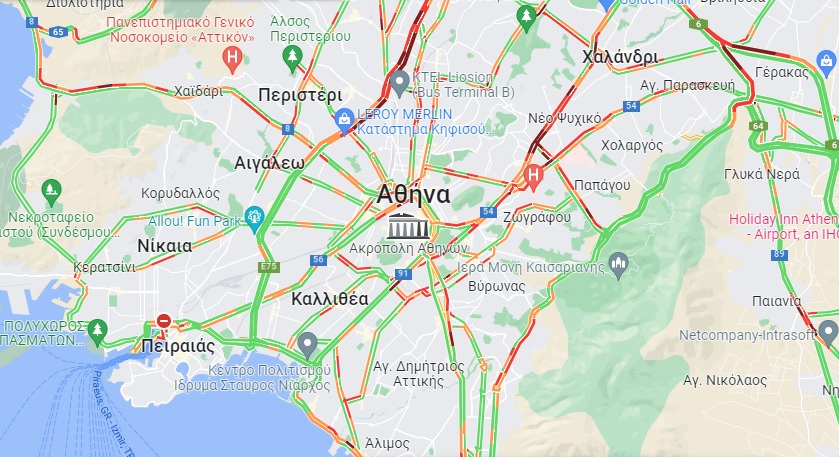 Μποτιλιάρισμα στην Αθήνα - Ποιοι δρόμοι έχουν πρόβλημα