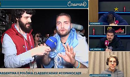 Βραζιλιάνος ρεπόρτερ τρόλαρε Αργεντινό οπαδό που πανηγύριζε