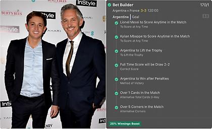 Το απίστευτο στοίχημα που κέρδισε ο γιος του Λίνεκερ στο Μουντιάλ: Με 20 λίρες έβγαλε 4.276