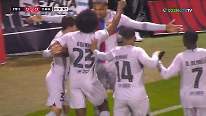 Τρομερή κεφαλιά για το 1-0 της Μπαρτσελόνα από τον Αραούχο