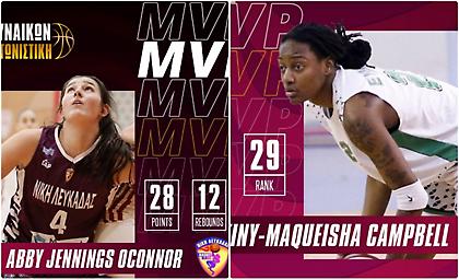 Α1 Γυναικών: Οκόνορ και Κάμπελ MVP της 19ης αγωνιστικής