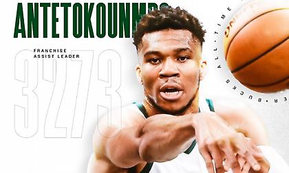 Πρώτος σε ασίστ στην ιστορία των Μπακς ο Αντετοκούνμπο!